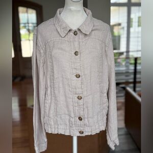 Flax Beige LINEN Button-Up Jacket
